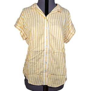 NWOT Denim & Co. Naturals Striped Button-Front Top Sz S